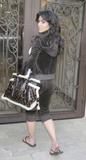 Kim Kardashian arrives by limousine to her West Hollywood Apartment after a shopping spree in Los Angeles